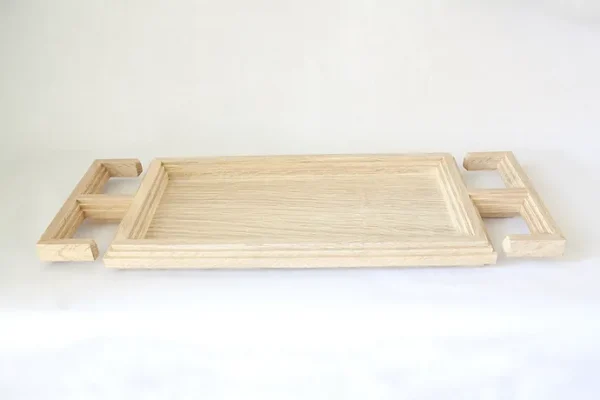 KEY TRAY - BLEACHED WHITE OAK greek key design decorative high-end tray - Image 5