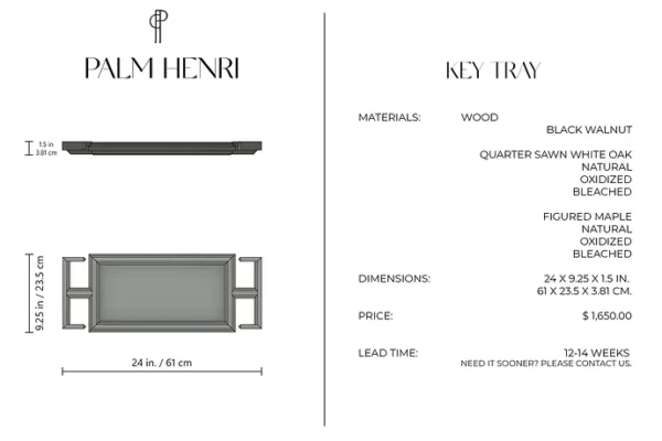 KEY TRAY - BLEACHED WHITE OAK greek key design decorative high-end tray - Image 7