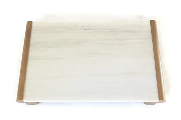 EDIT TRAY - OXIDIZED MAPLE AND SKYLINE simple modern marble and wood tray - Image 3