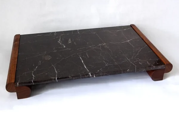 EDIT TRAY - BLACK WALNUT AND ST. LAURENT modern simple marble and wood tray