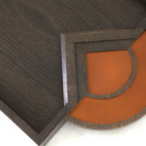 PALM HENRI TRAY - Oxidized white oak and sunflower leather