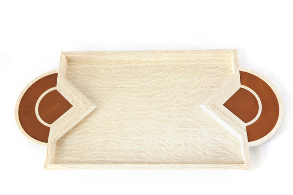 PALM HENRI TRAY - Bleached white oak and sunflower leather - Image 3