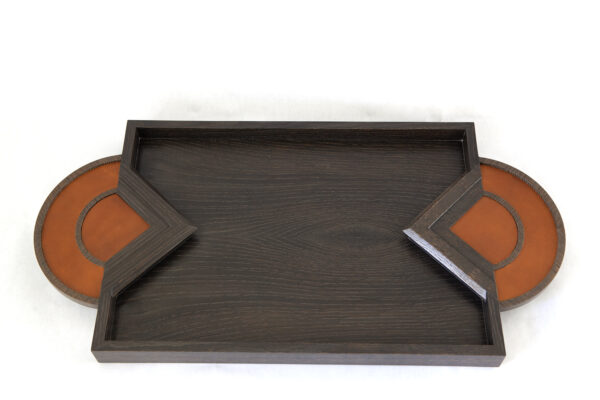 PALM HENRI TRAY - Oxidized white oak and sunflower leather - Image 4